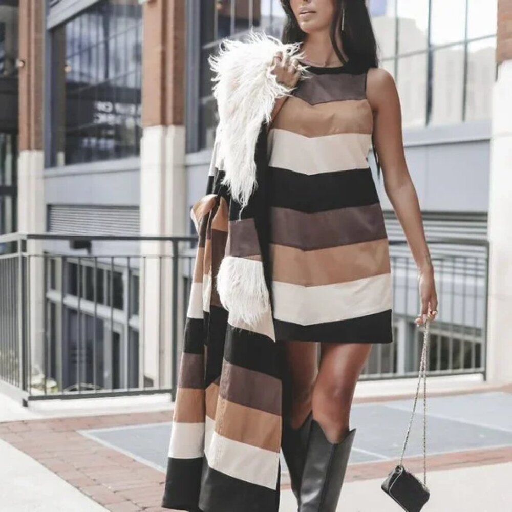 Show Me Your MUMU  Mod Mini Dress Faux Suede Chevron M